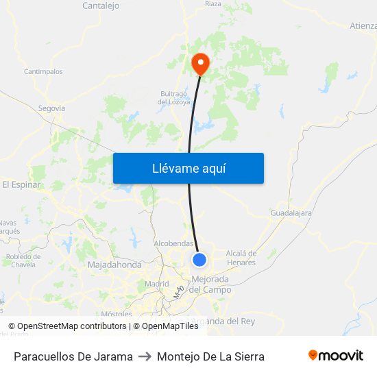 Paracuellos De Jarama to Montejo De La Sierra map