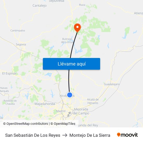 San Sebastián De Los Reyes to Montejo De La Sierra map