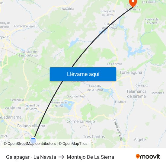 Galapagar - La Navata to Montejo De La Sierra map