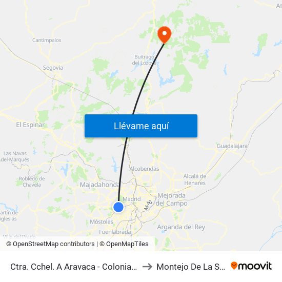 Ctra. Cchel. A Aravaca - Colonia Jardín to Montejo De La Sierra map