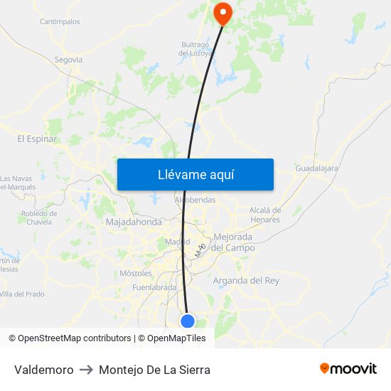 Valdemoro to Montejo De La Sierra map