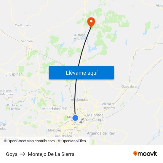 Goya to Montejo De La Sierra map