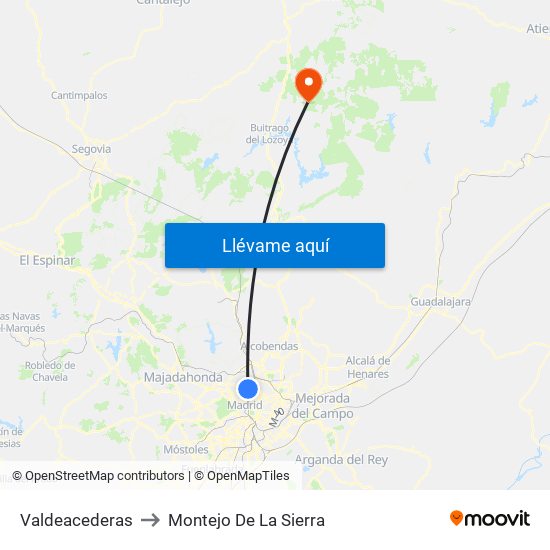 Valdeacederas to Montejo De La Sierra map