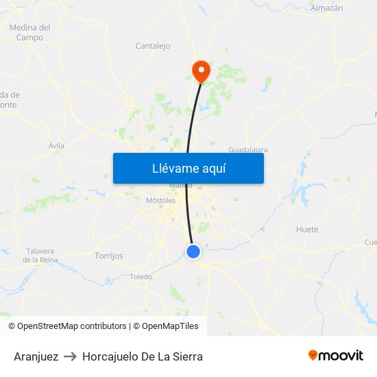 Aranjuez to Horcajuelo De La Sierra map