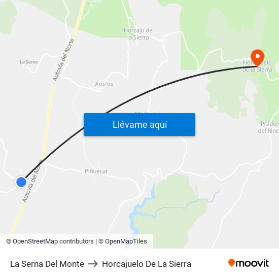 La Serna Del Monte to Horcajuelo De La Sierra map