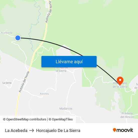 La Acebeda to Horcajuelo De La Sierra map