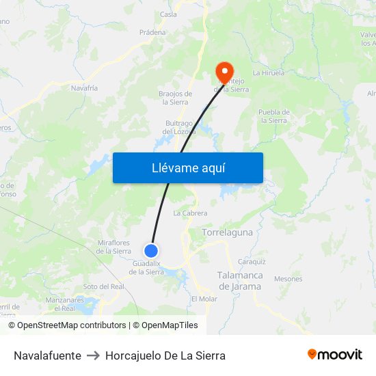 Navalafuente to Horcajuelo De La Sierra map
