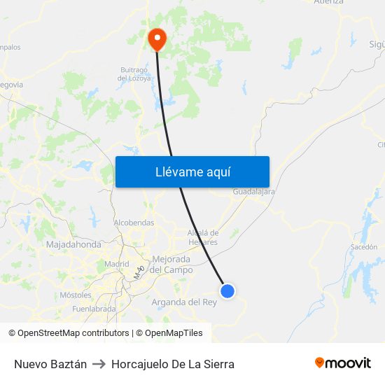 Nuevo Baztán to Horcajuelo De La Sierra map