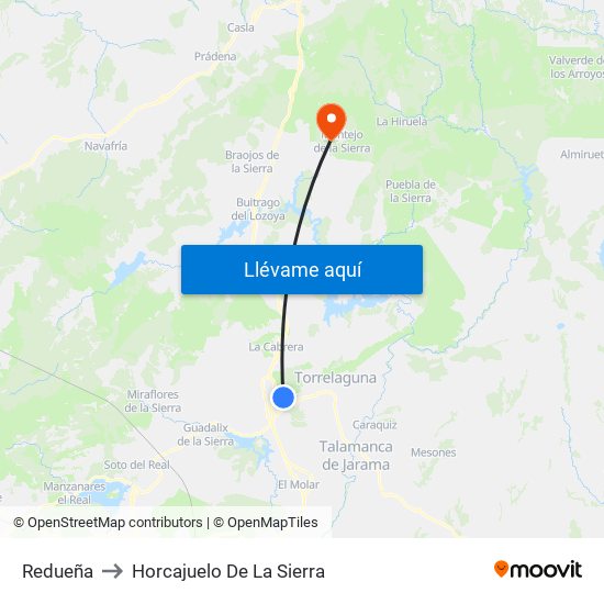 Redueña to Horcajuelo De La Sierra map