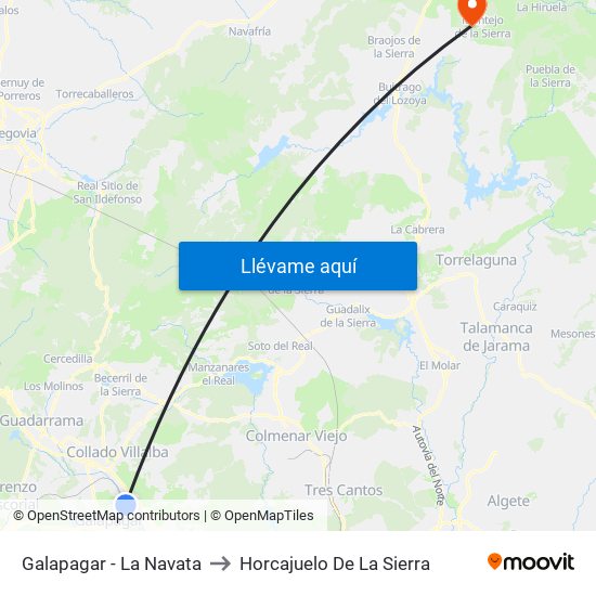 Galapagar - La Navata to Horcajuelo De La Sierra map