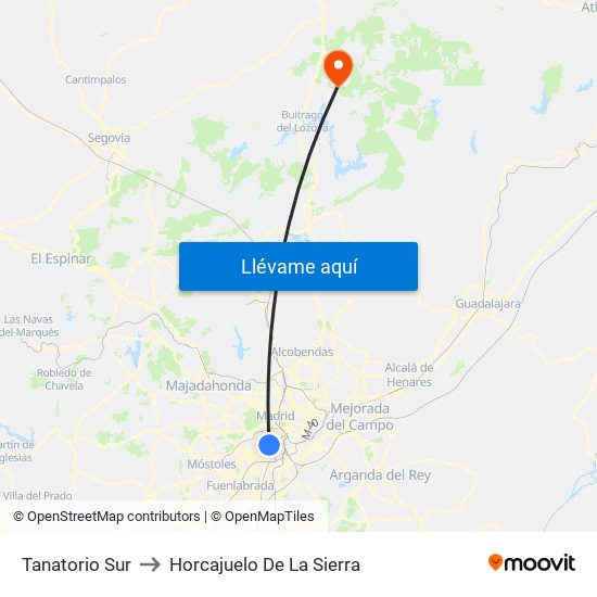 Tanatorio Sur to Horcajuelo De La Sierra map