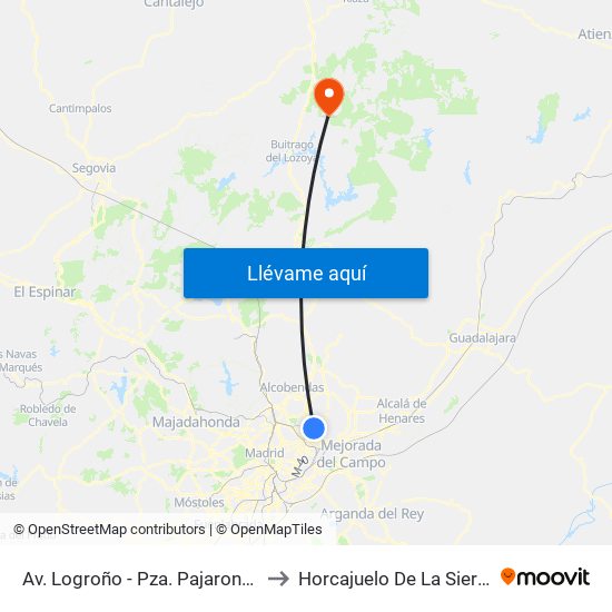 Av. Logroño - Pza. Pajarones to Horcajuelo De La Sierra map