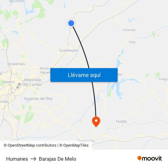 Humanes to Barajas De Melo map