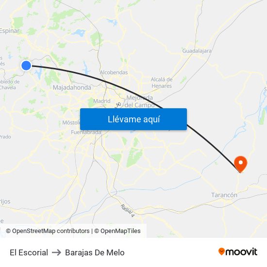 El Escorial to Barajas De Melo map