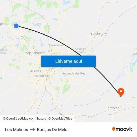 Los Molinos to Barajas De Melo map