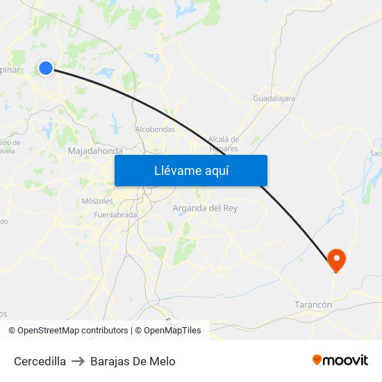 Cercedilla to Barajas De Melo map