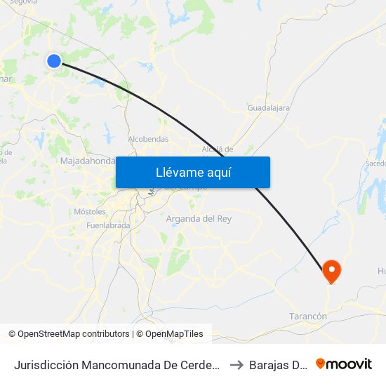 Jurisdicción Mancomunada De Cerdedilla Y Navacerrada to Barajas De Melo map