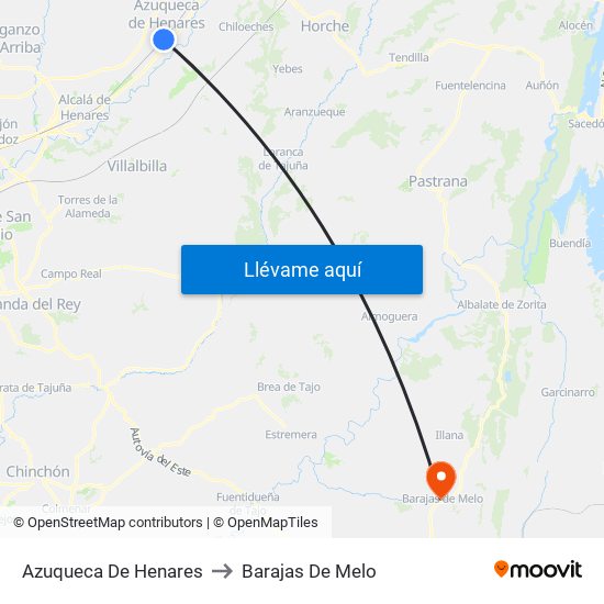 Azuqueca De Henares to Barajas De Melo map