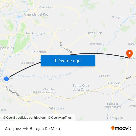 Aranjuez to Barajas De Melo map