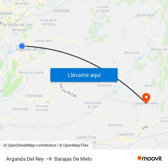 Arganda Del Rey to Barajas De Melo map