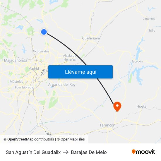 San Agustín Del Guadalix to Barajas De Melo map