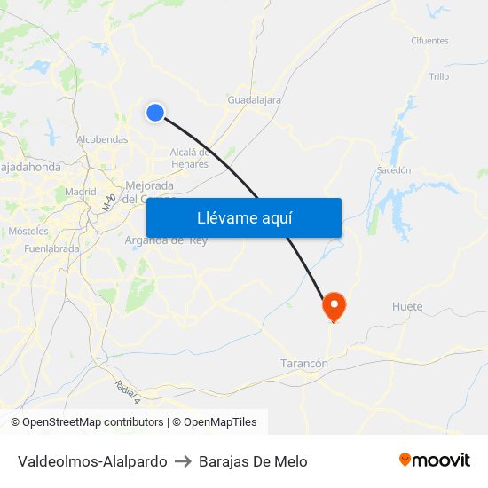 Valdeolmos-Alalpardo to Barajas De Melo map