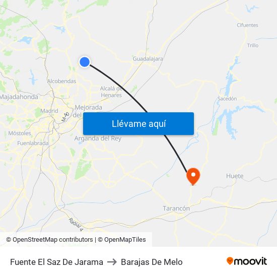 Fuente El Saz De Jarama to Barajas De Melo map