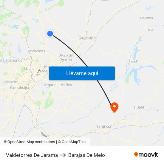 Valdetorres De Jarama to Barajas De Melo map