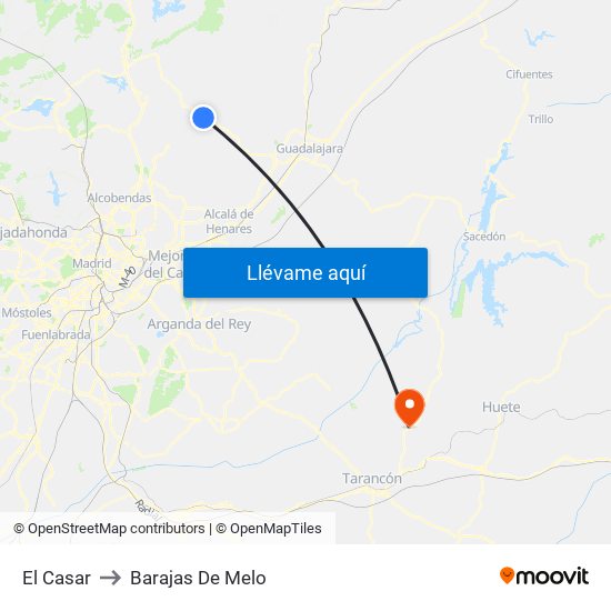 El Casar to Barajas De Melo map