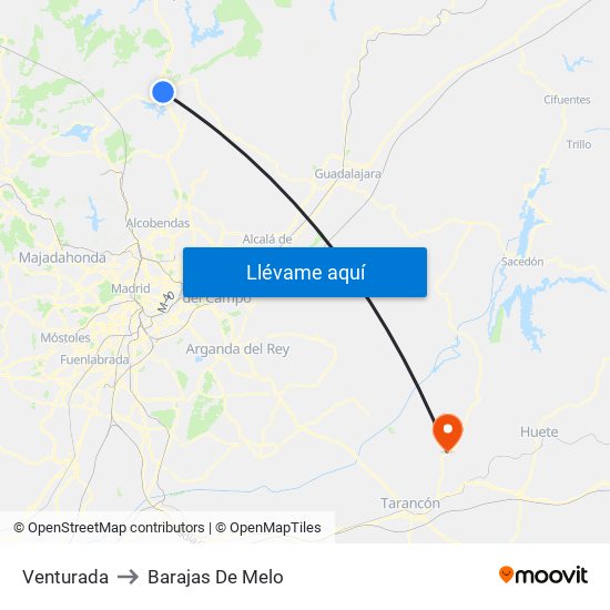 Venturada to Barajas De Melo map