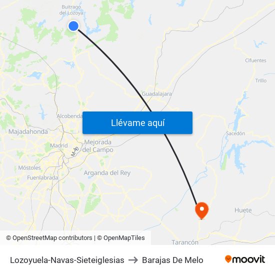Lozoyuela-Navas-Sieteiglesias to Barajas De Melo map