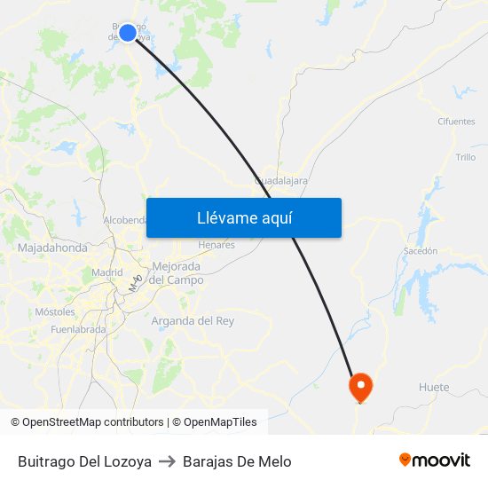 Buitrago Del Lozoya to Barajas De Melo map