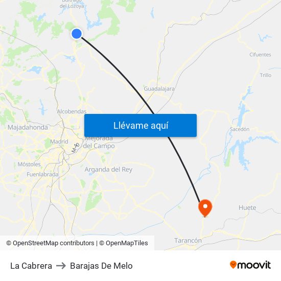La Cabrera to Barajas De Melo map