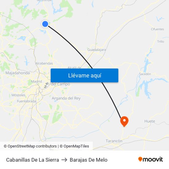 Cabanillas De La Sierra to Barajas De Melo map