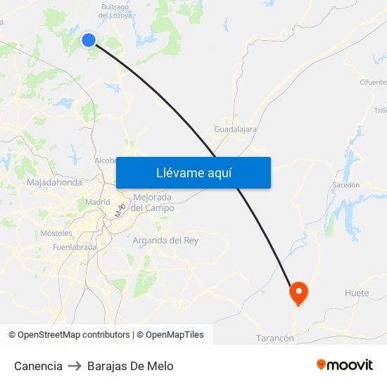 Canencia to Barajas De Melo map