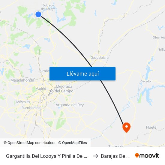 Gargantilla Del Lozoya Y Pinilla De Buitrago to Barajas De Melo map