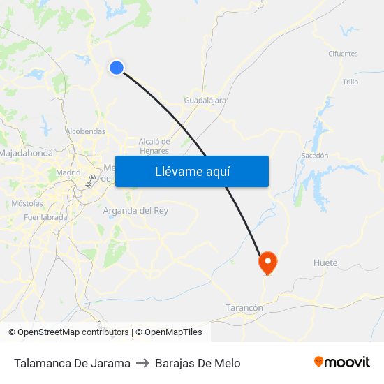 Talamanca De Jarama to Barajas De Melo map