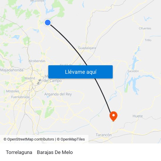 Torrelaguna to Barajas De Melo map