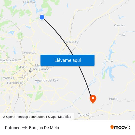 Patones to Barajas De Melo map