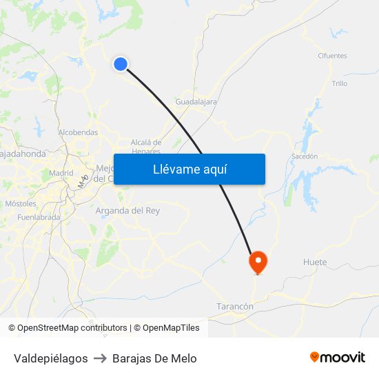 Valdepiélagos to Barajas De Melo map