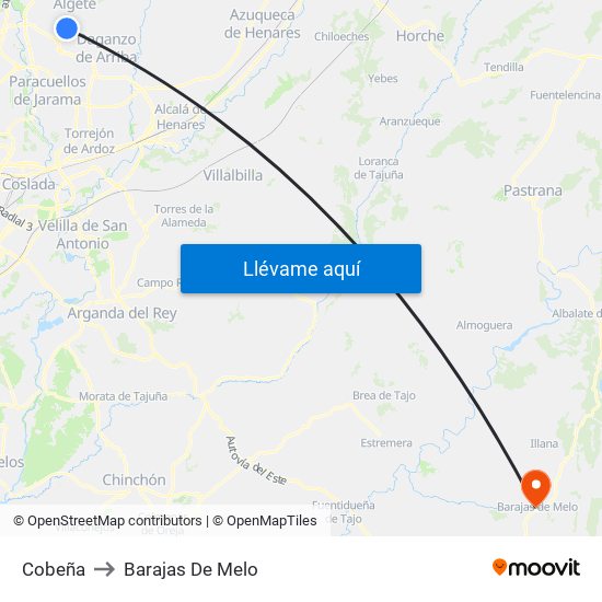 Cobeña to Barajas De Melo map