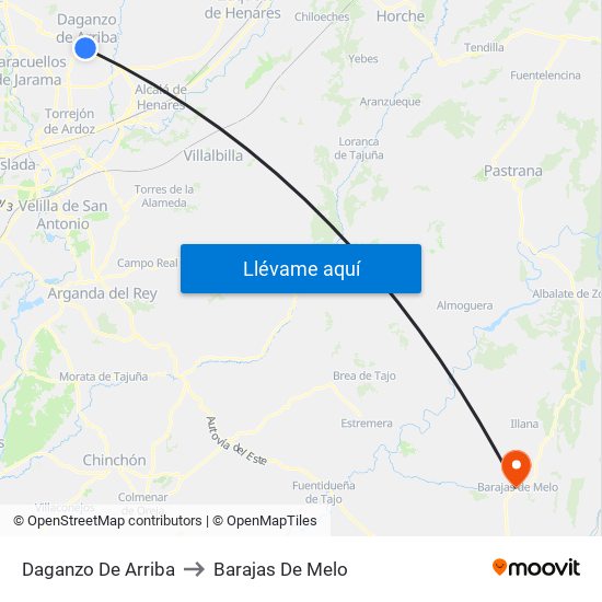Daganzo De Arriba to Barajas De Melo map