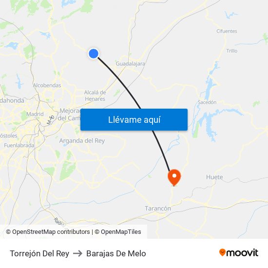 Torrejón Del Rey to Barajas De Melo map