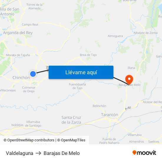 Valdelaguna to Barajas De Melo map