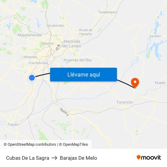 Cubas De La Sagra to Barajas De Melo map