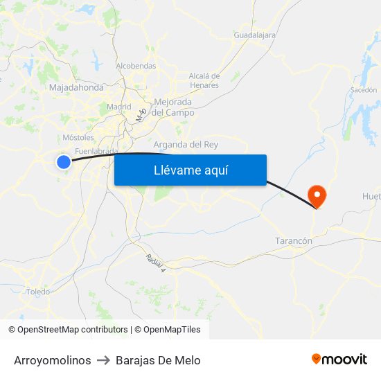 Arroyomolinos to Barajas De Melo map