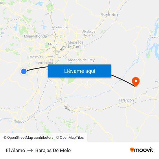 El Álamo to Barajas De Melo map