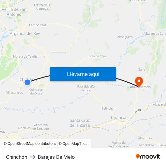 Chinchón to Barajas De Melo map