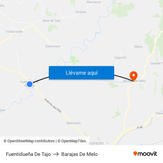 Fuentidueña De Tajo to Barajas De Melo map