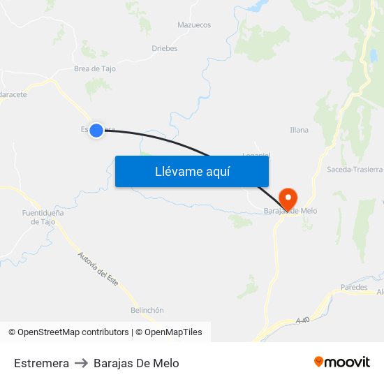 Estremera to Barajas De Melo map